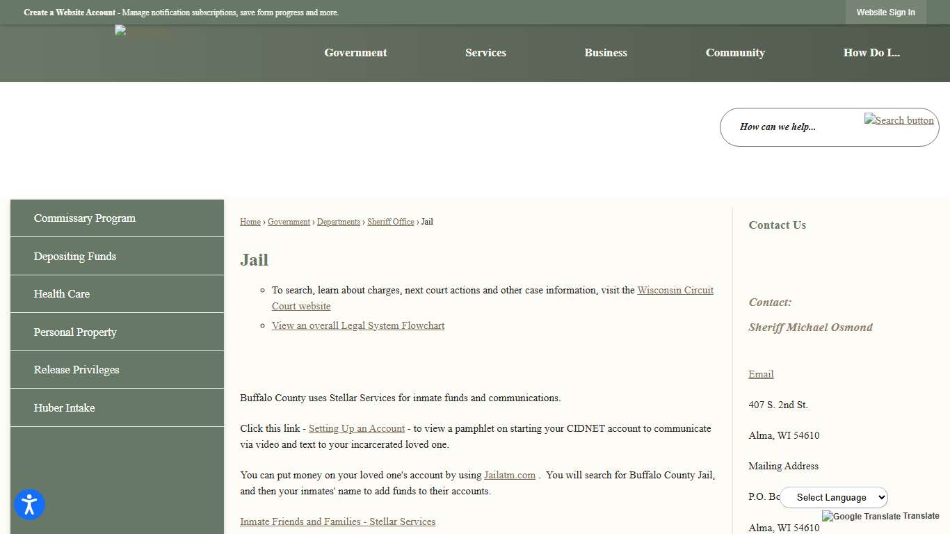 Jail | Buffalo County, WI - Official Website